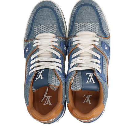 LOUIS VUITTON 24 Denim LV Trainer Line Sneakers Blue Size 7