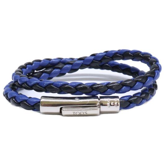 TOD'S My Colors Blue/Black Leather Bracelet