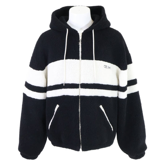CELINE 38AW Fleece Hoodie Jacket Black/White Size L