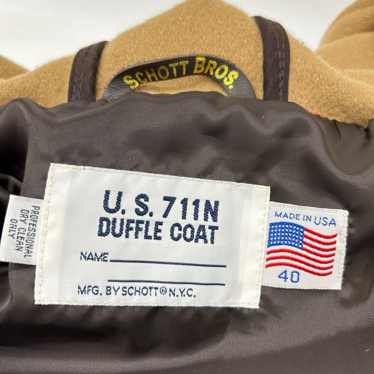SCHOTT 7240 Wool Duffle Coat Beige Size 40