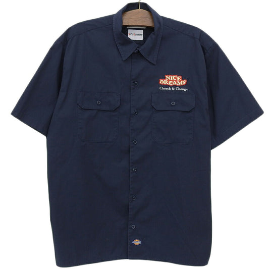 WACKO MARIA Logo Embroidered Work Shirt Navy Size L