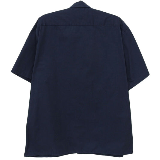 WACKO MARIA Logo Embroidered Work Shirt Navy Size L