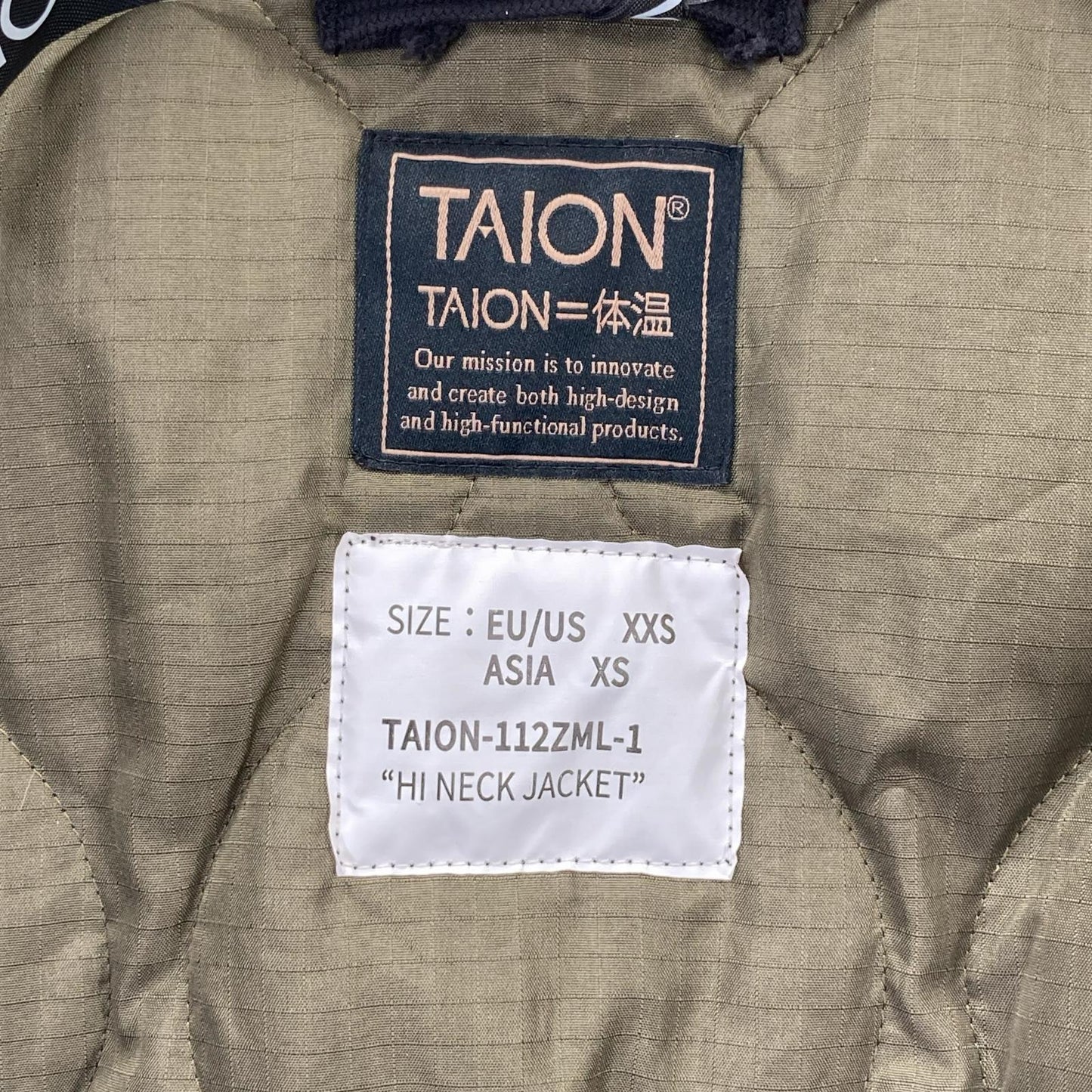 TAION Military Rib High Neck Down Jacket Black Size XS