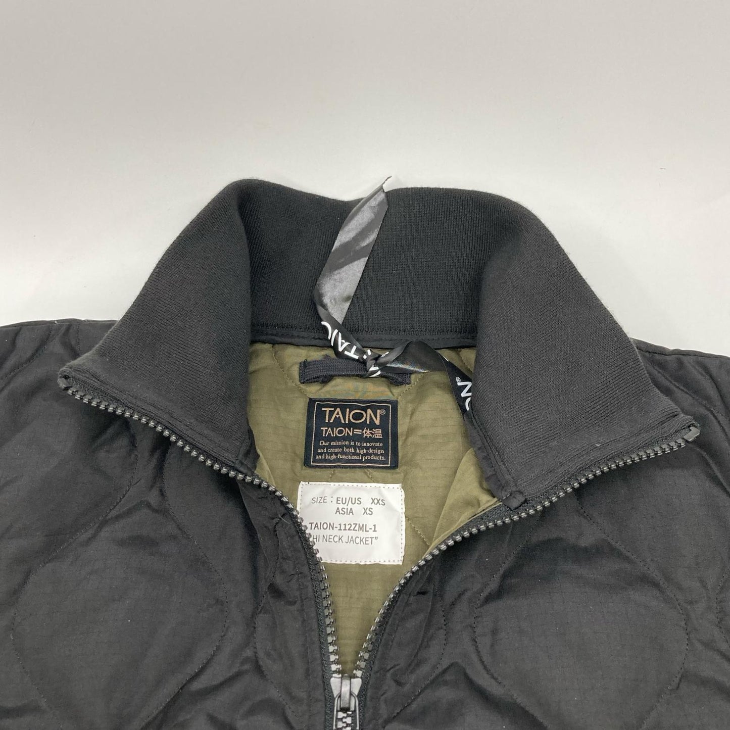 TAION Military Rib High Neck Down Jacket Black Size XS