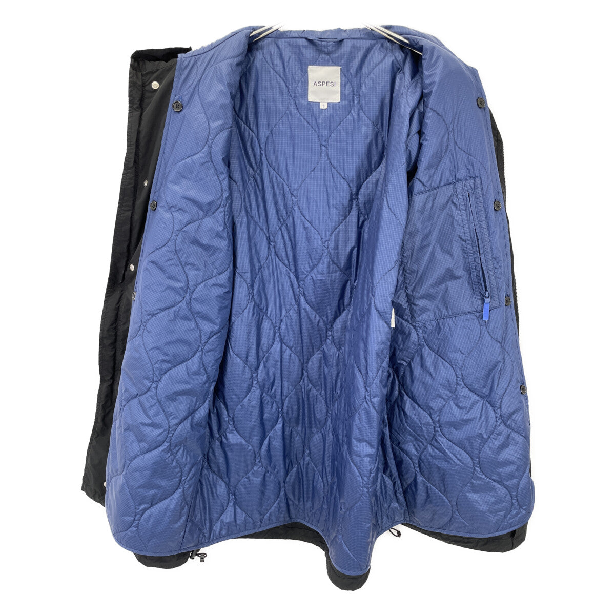 ASPESI Quilted Liner Mod Coat Black Polyester Size S