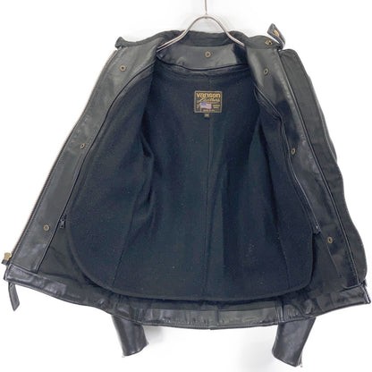 VANSON Type B Cowhide Single Rider Jacket Black Size 34