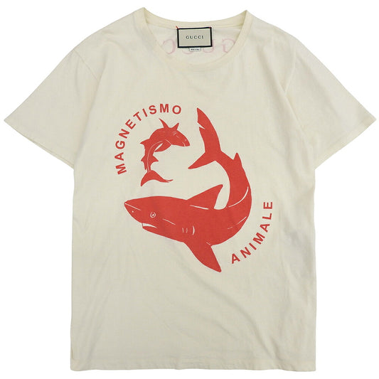 GUCCI Shark Print T-Shirt Ivory Size XS