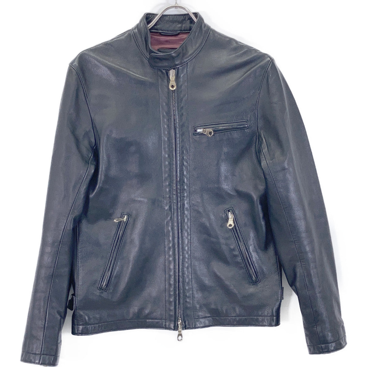 Cinquanta H-502 Black Leather Rider Jacket Size 46
