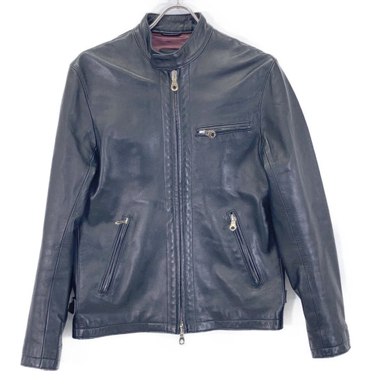 Cinquanta H-502 Black Leather Rider Jacket Size 46