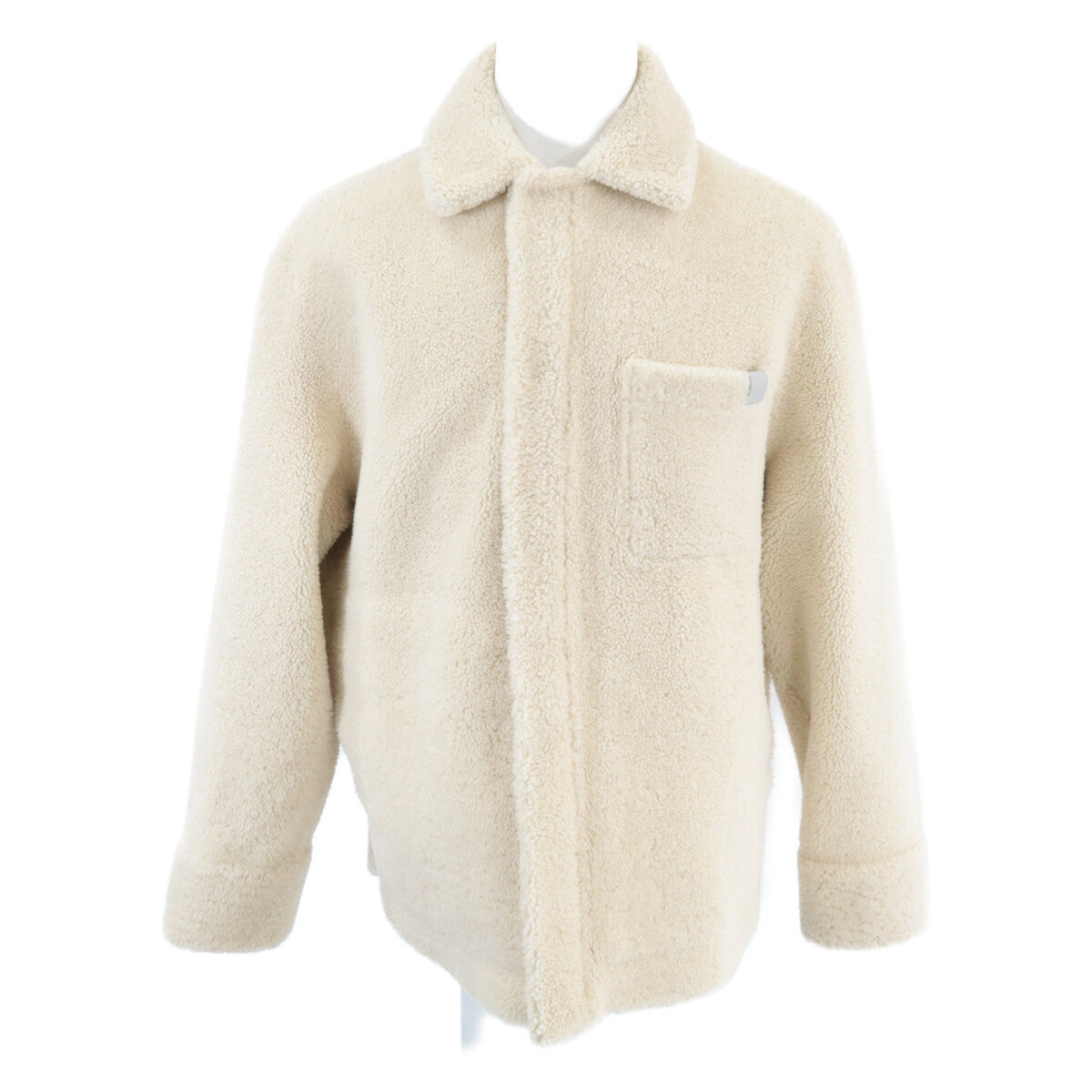 LOEWE 25AW Shearling Overshirt Jacket Ivory Size 46