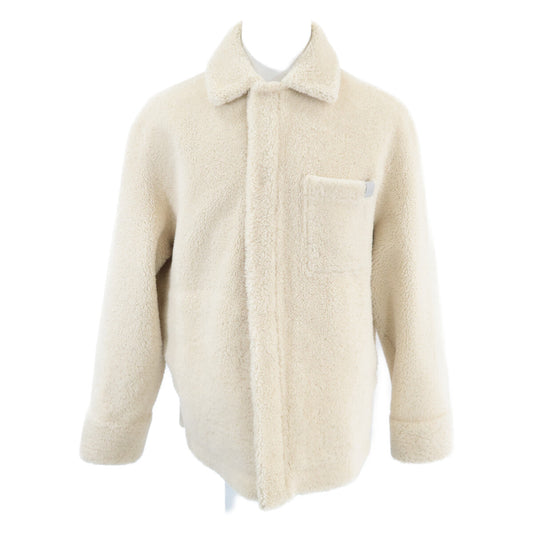 LOEWE 25AW Shearling Overshirt Jacket Ivory Size 46