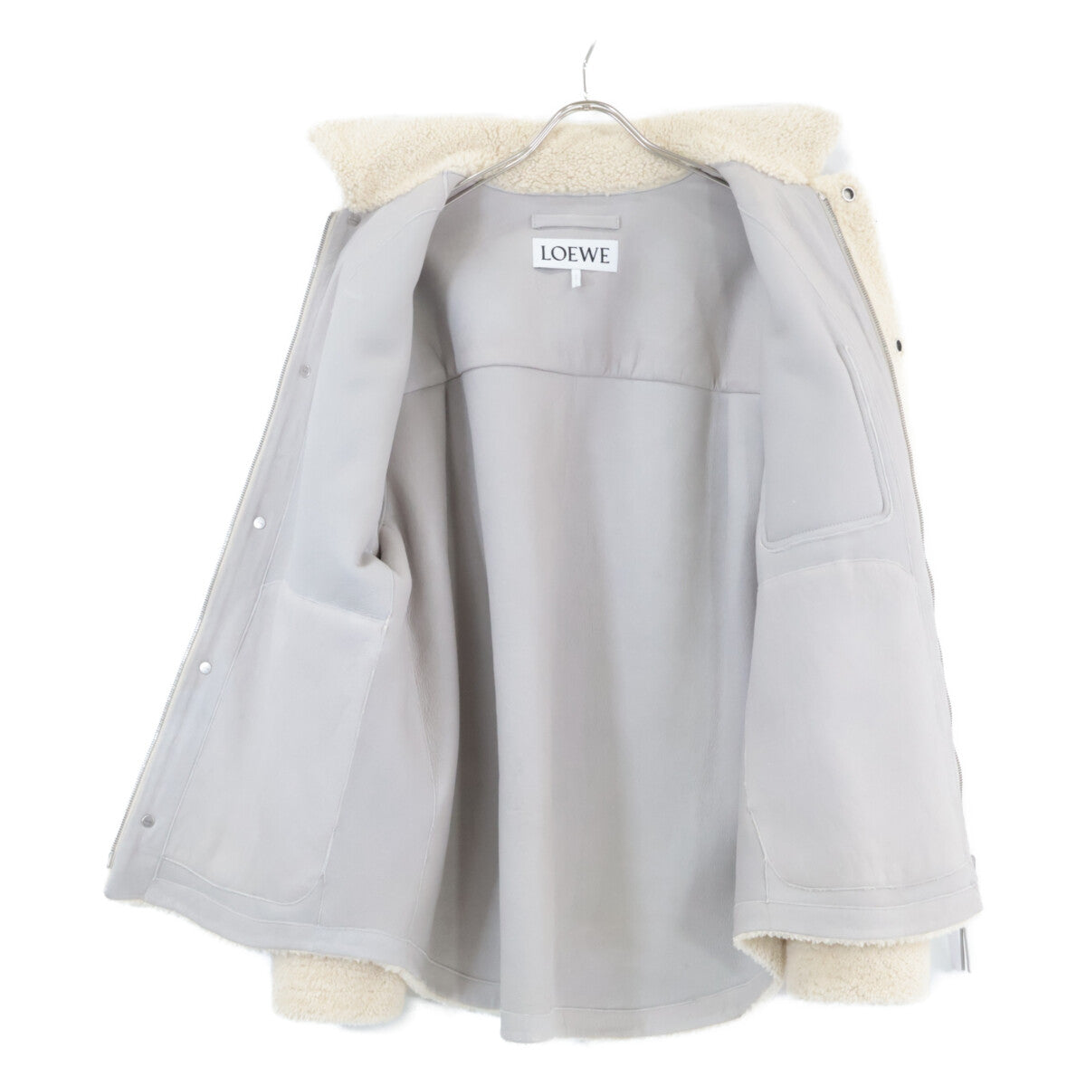 LOEWE 25AW Shearling Overshirt Jacket Ivory Size 46