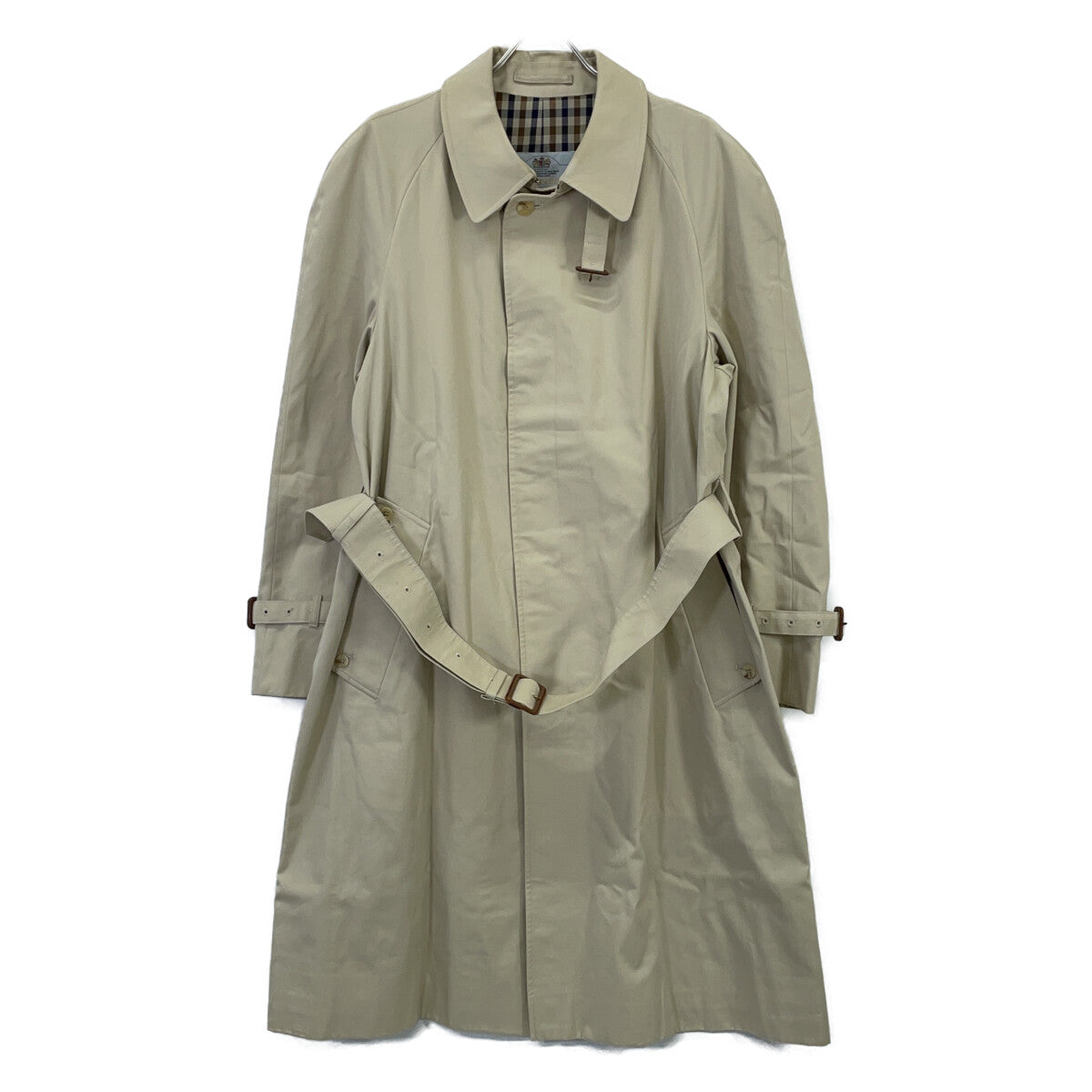 Aquascutum UK Made Check Lining Cotton Trench Coat Size 38