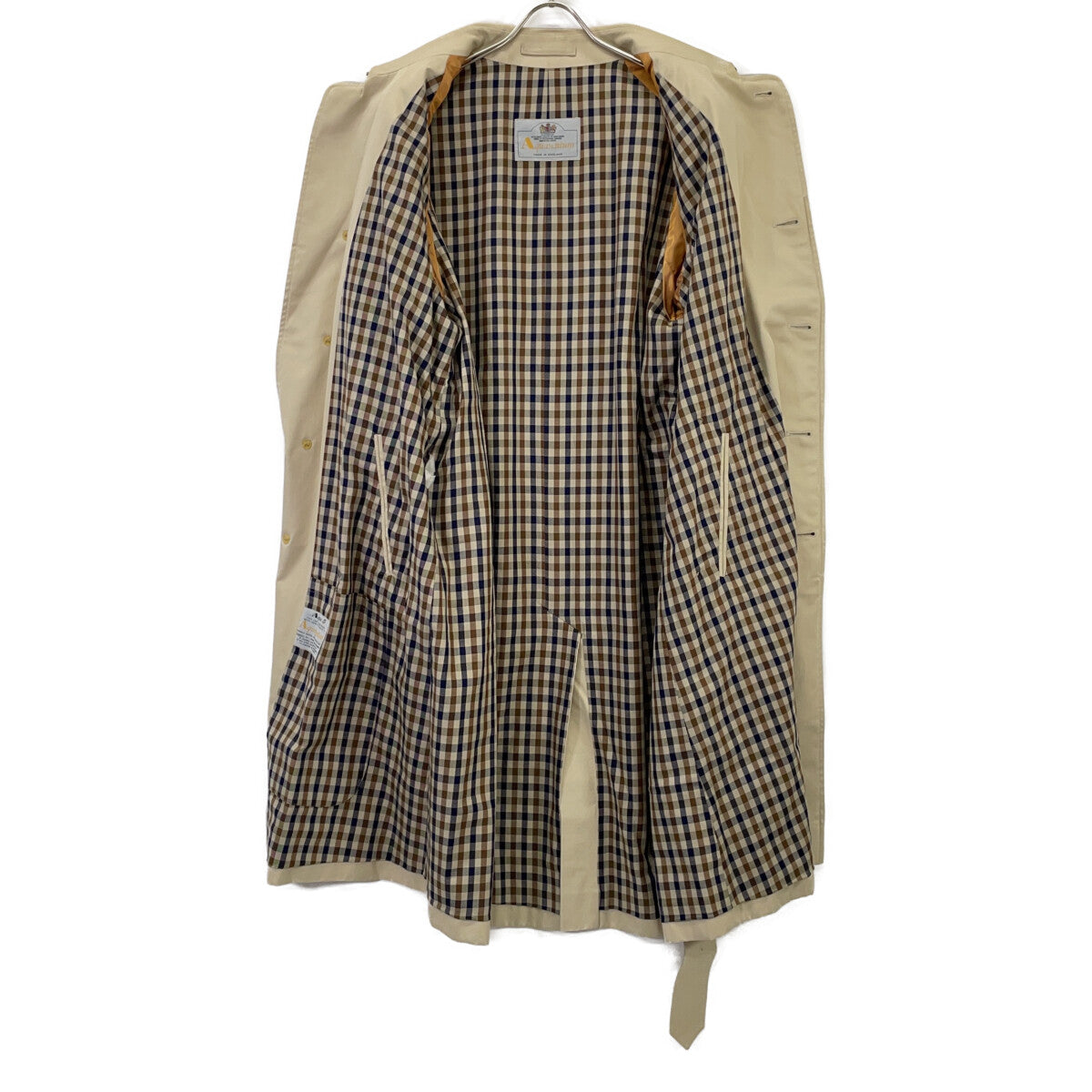 Aquascutum UK Made Check Lining Cotton Trench Coat Size 38
