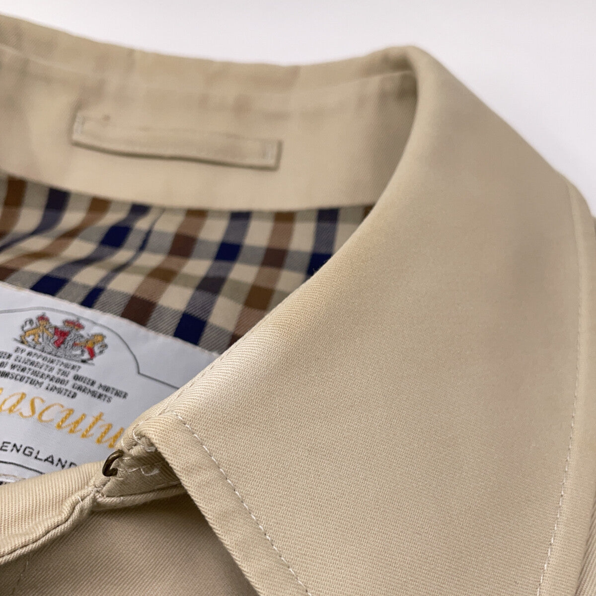 Aquascutum UK Made Check Lining Cotton Trench Coat Size 38