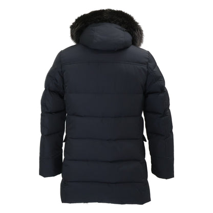 MOORER BARBIERI-WK1 Fur Hooded Down Coat Navy Size 42