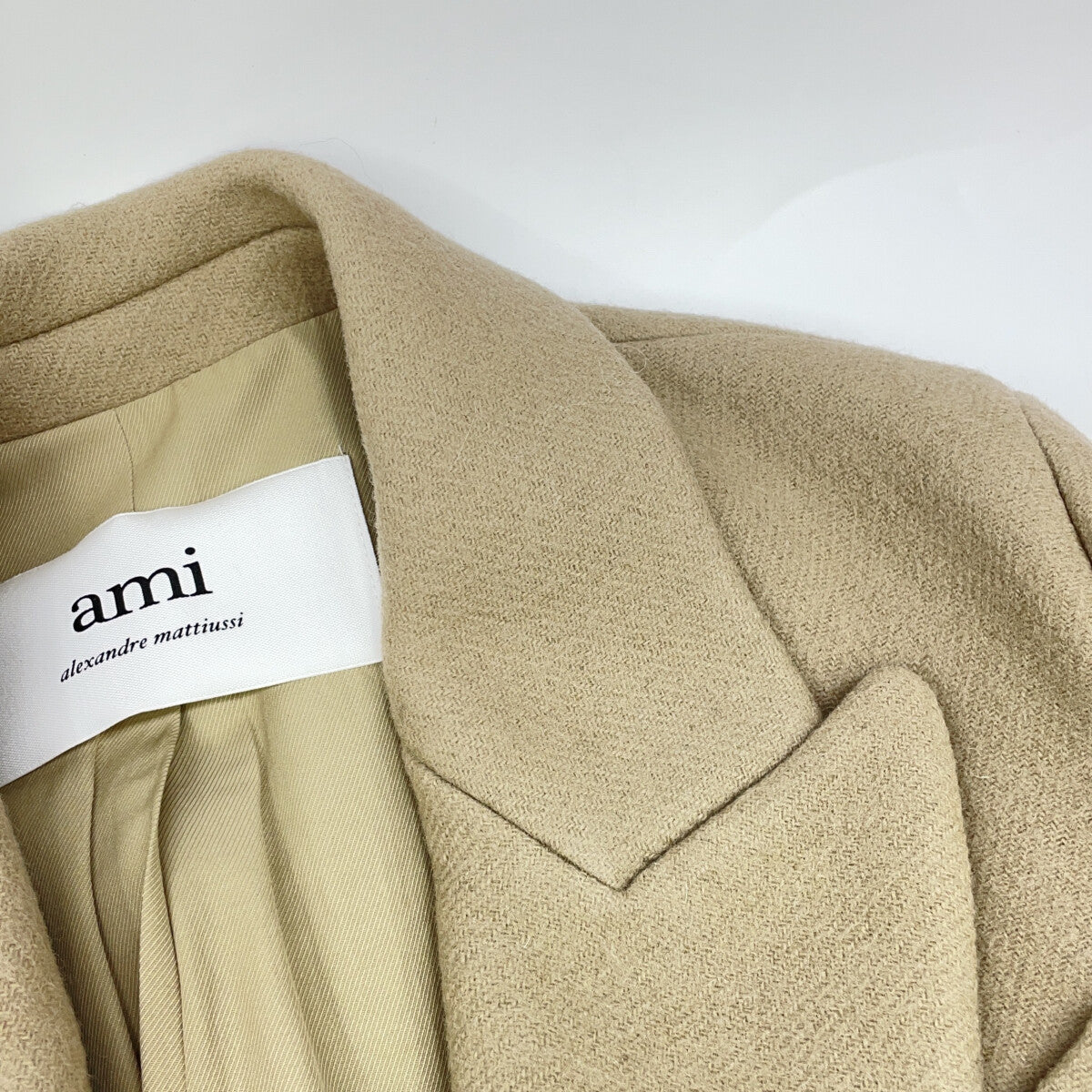 AMI PARIS FCO105.WV0020 Double Breasted Coat Beige Size 34