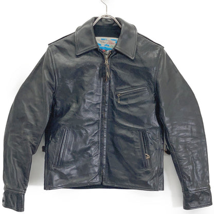 AERO LEATHER Black Halfbelt Horsehide Rider Jacket Size 32