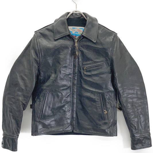 AERO LEATHER Black Halfbelt Horsehide Rider Jacket Size 32