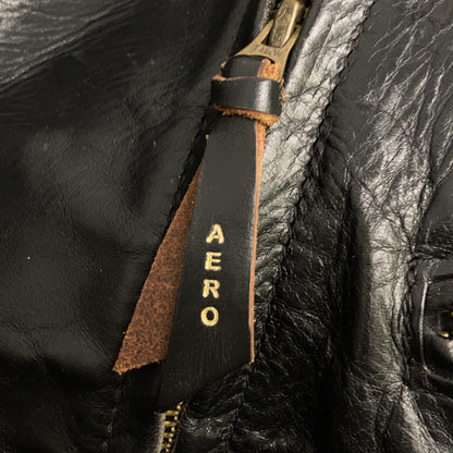 AERO LEATHER Black Halfbelt Horsehide Rider Jacket Size 32