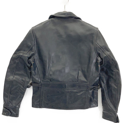 AERO LEATHER Black Halfbelt Horsehide Rider Jacket Size 32