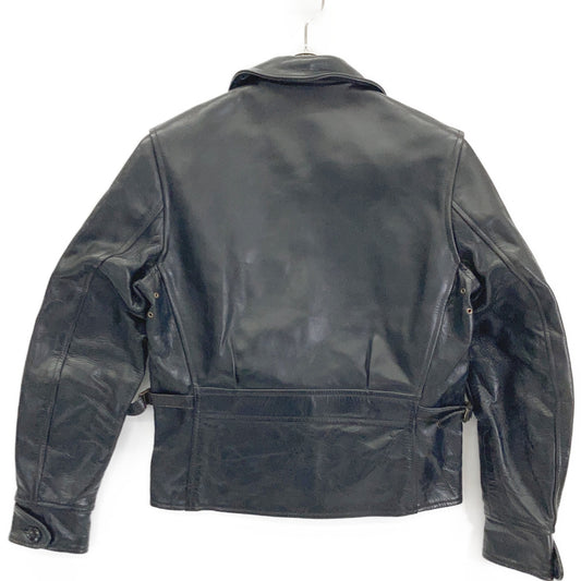 AERO LEATHER Black Halfbelt Horsehide Rider Jacket Size 32