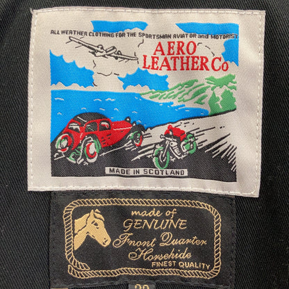 AERO LEATHER Black Halfbelt Horsehide Rider Jacket Size 32