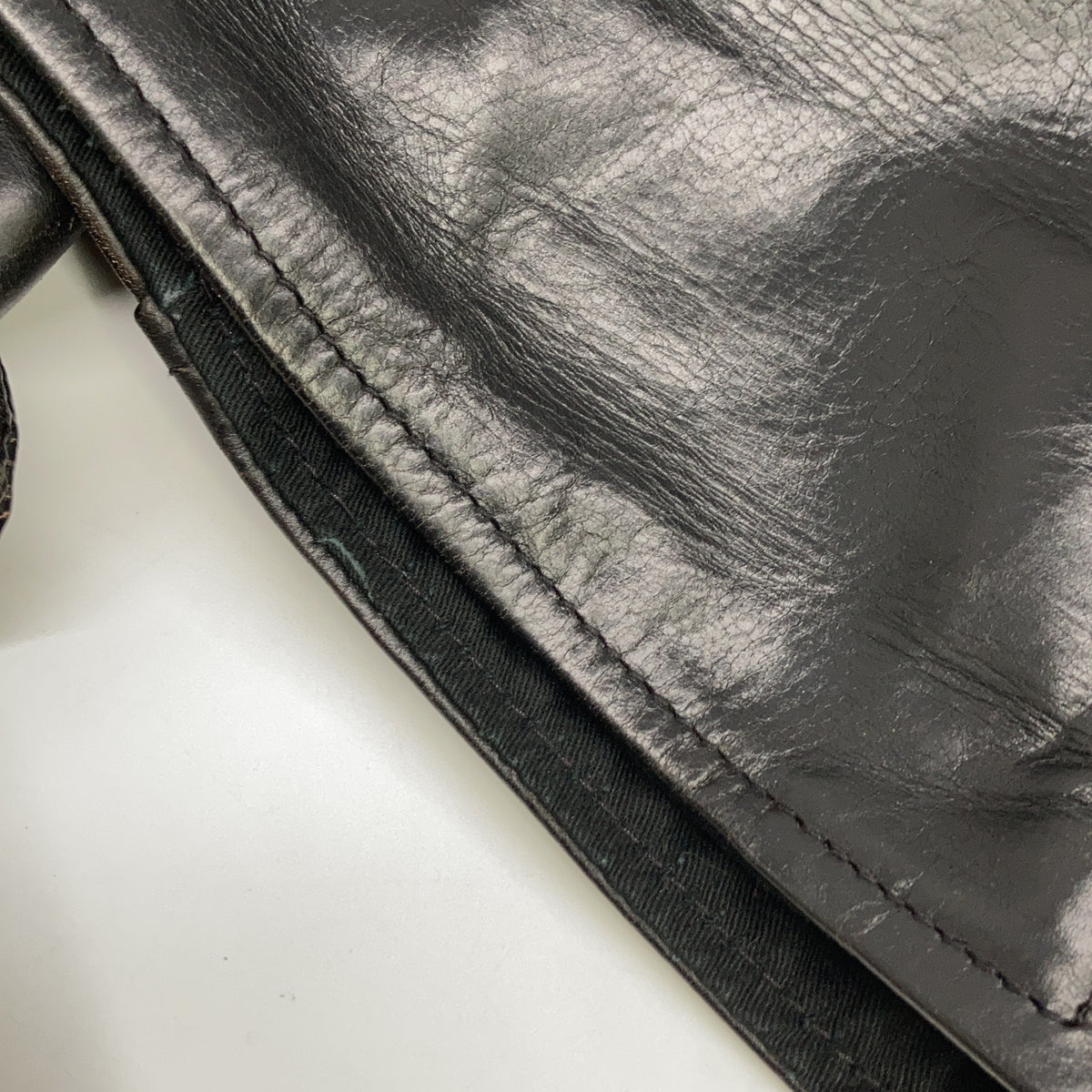 AERO LEATHER Black Halfbelt Horsehide Rider Jacket Size 32