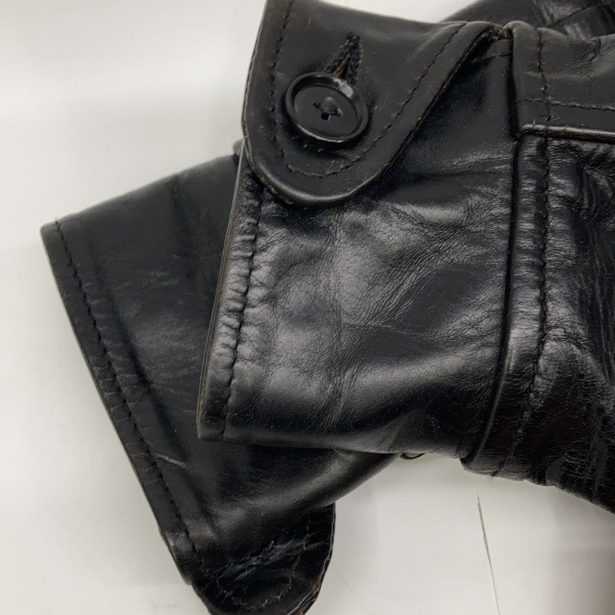 AERO LEATHER Black Halfbelt Horsehide Rider Jacket Size 32