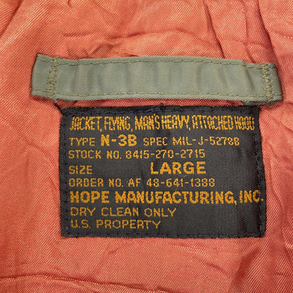 MILITARY HOPE MFG N-3B Khaki Flight Jacket Size L