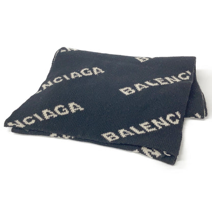 BALENCIAGA 558951 Logo Scarf Black Size ONE SIZE