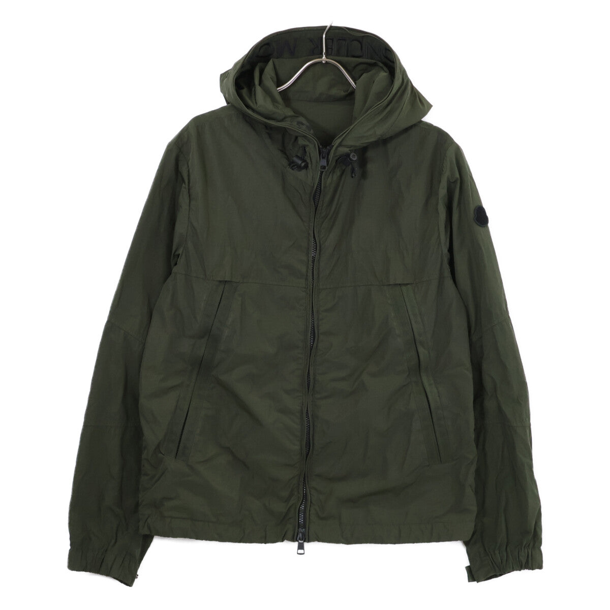 MONCLER SCIE Logo Hooded Nylon Jacket Khaki Size 1