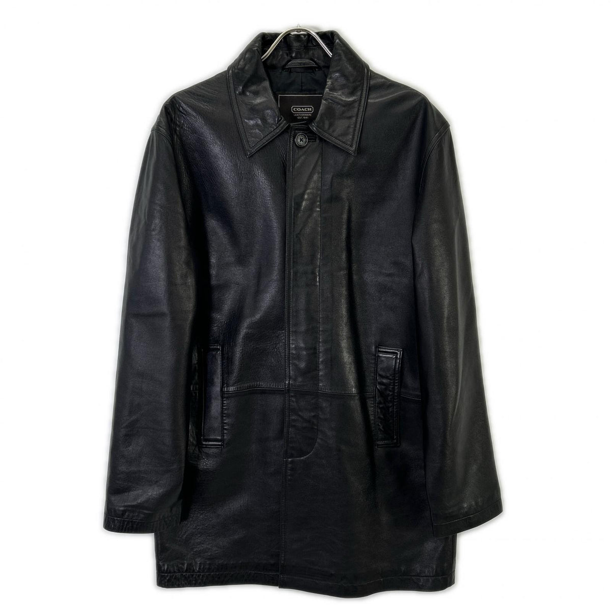 COACH Black Leather Coat Size S