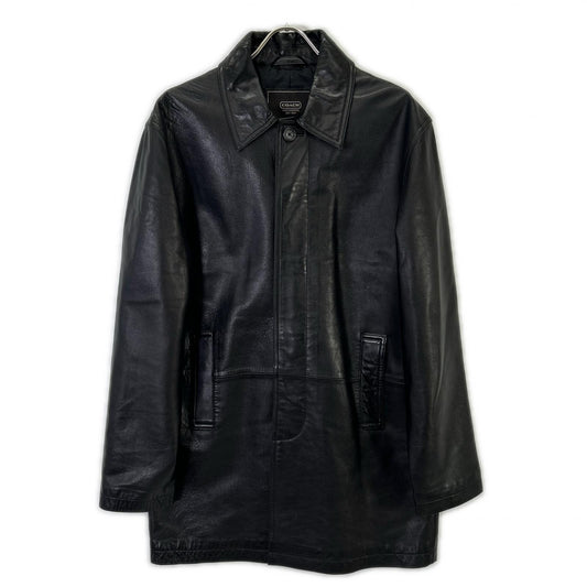 COACH Black Leather Coat Size S