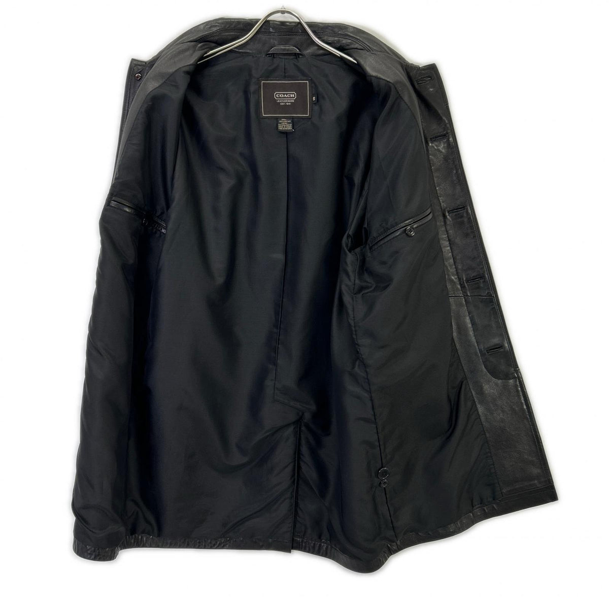 COACH Black Leather Coat Size S