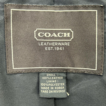 COACH Black Leather Coat Size S