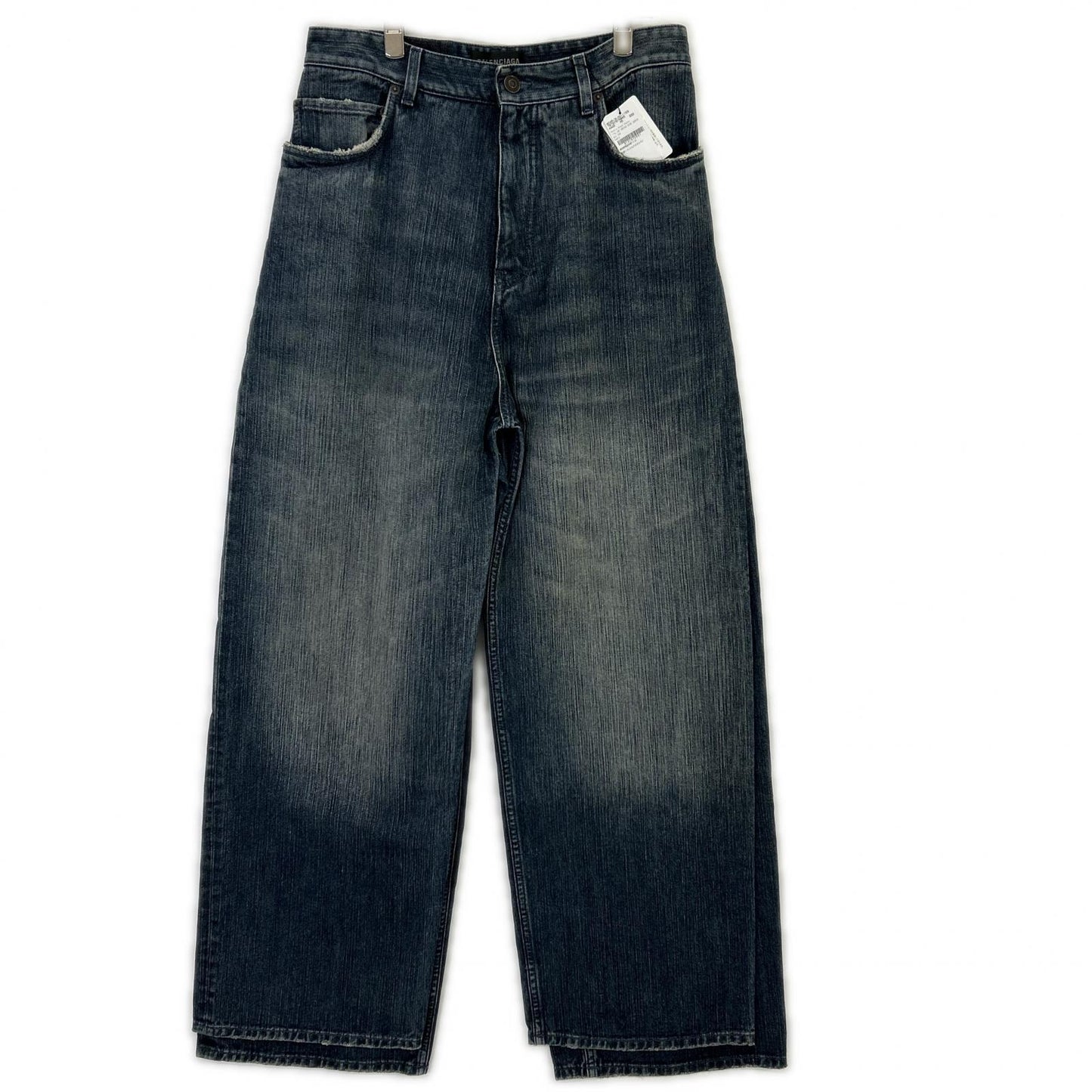 BALENCIAGA 23AW Double Front Wide Leg Jeans Blue Size XS