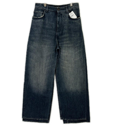 BALENCIAGA 23AW Double Front Wide Leg Jeans Blue Size XS
