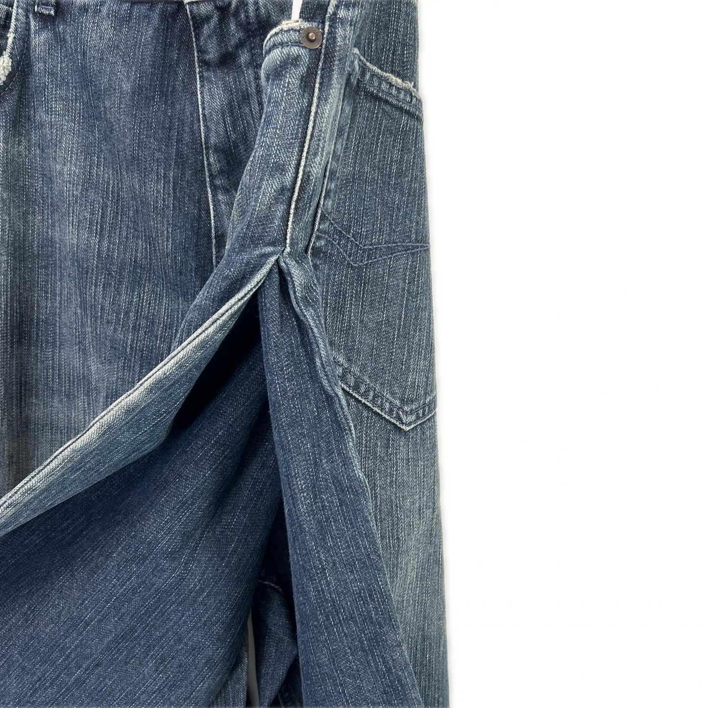 BALENCIAGA 23AW Double Front Wide Leg Jeans Blue Size XS