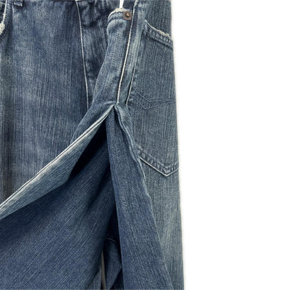 BALENCIAGA 23AW Double Front Wide Leg Jeans Blue Size XS