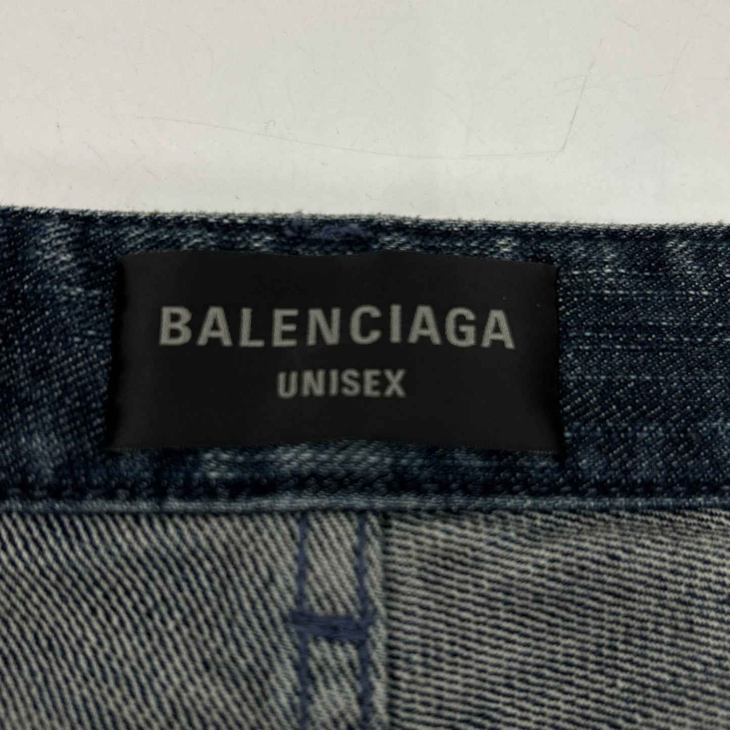 BALENCIAGA 23AW Double Front Wide Leg Jeans Blue Size XS