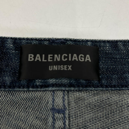 BALENCIAGA 23AW Double Front Wide Leg Jeans Blue Size XS