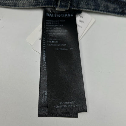 BALENCIAGA 23AW Double Front Wide Leg Jeans Blue Size XS