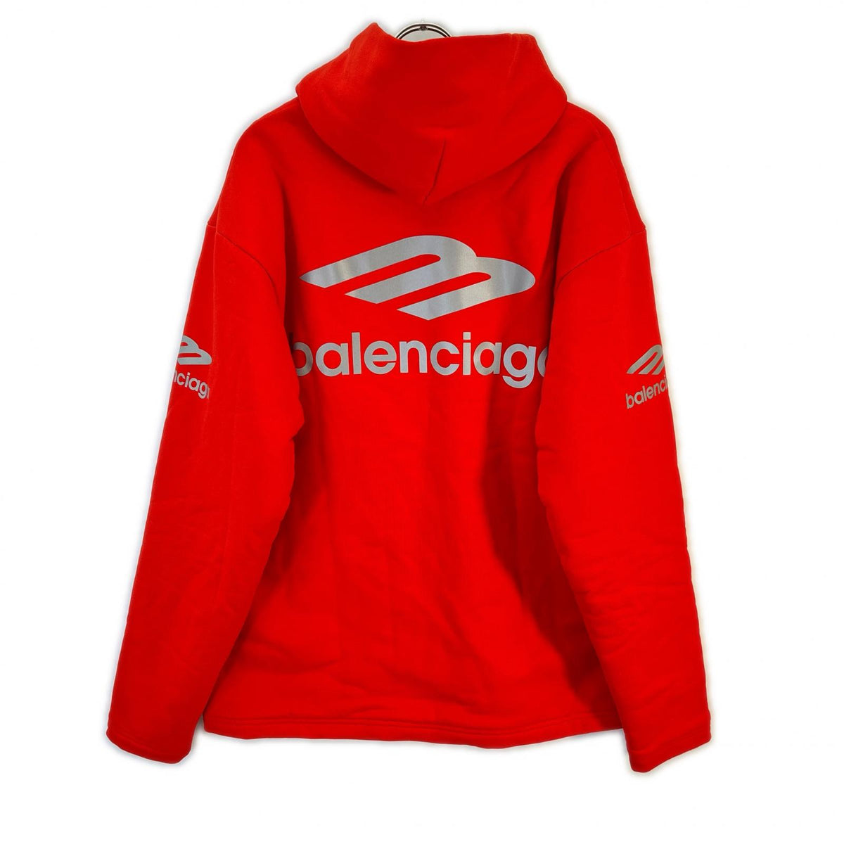 BALENCIAGA Brushed Back Cotton Hoodie Red Size L