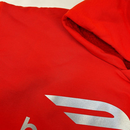 BALENCIAGA Brushed Back Cotton Hoodie Red Size L