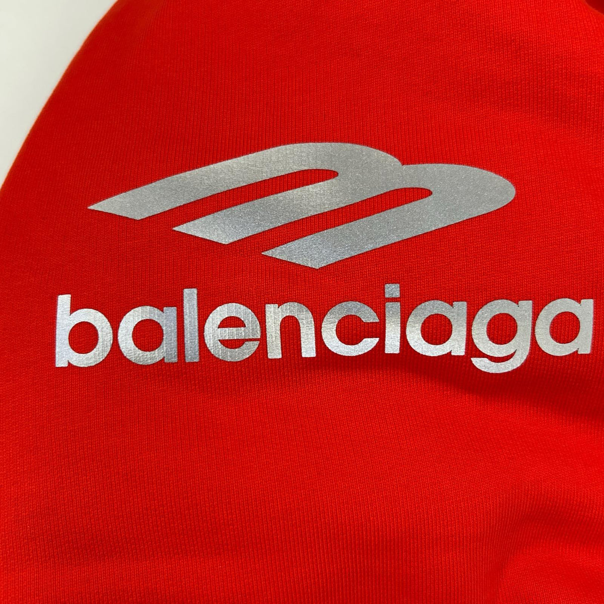 BALENCIAGA Brushed Back Cotton Hoodie Red Size L