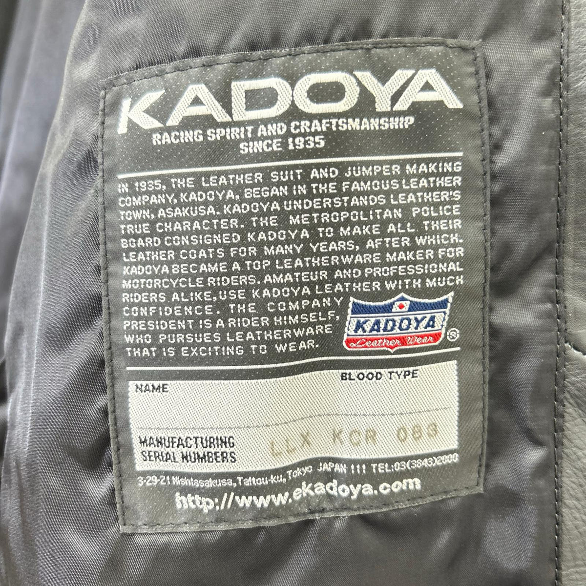 KADOYA K'S LEATHER Cowhide Single Rider Jacket Black Size S