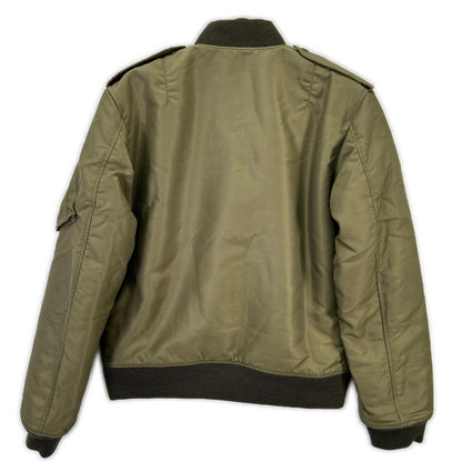 SAINT LAURENT PARIS Khaki MA-1 Nylon Bomber Jacket Size 46