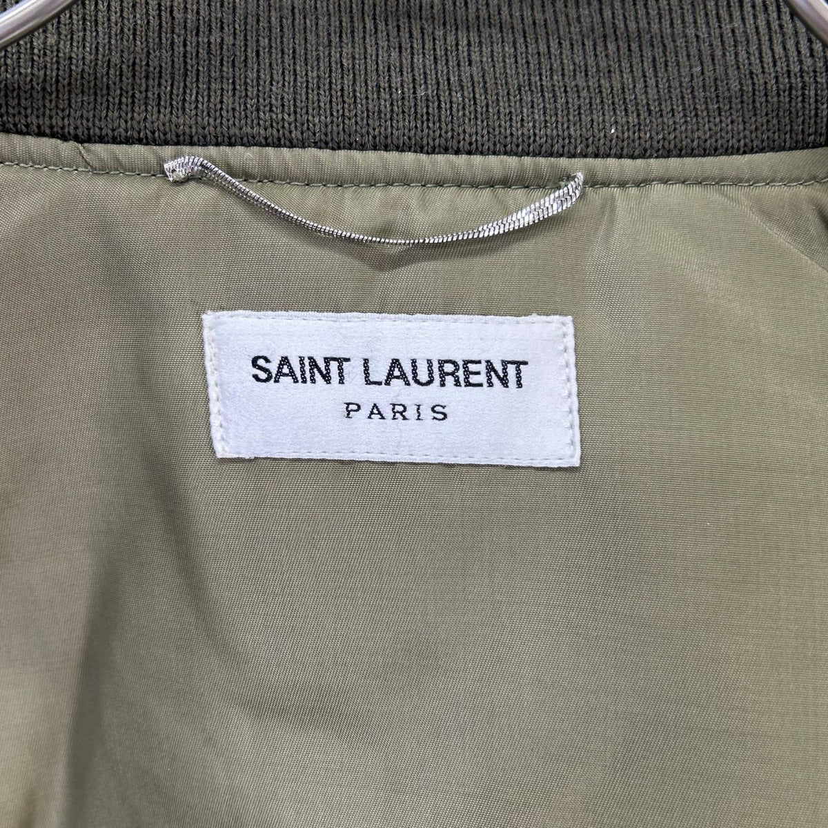 SAINT LAURENT PARIS Khaki MA-1 Nylon Bomber Jacket Size 46