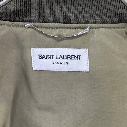 SAINT LAURENT PARIS Khaki MA-1 Nylon Bomber Jacket Size 46
